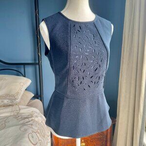 Navy Blue Peplum Sleeveless Banana Republic Top